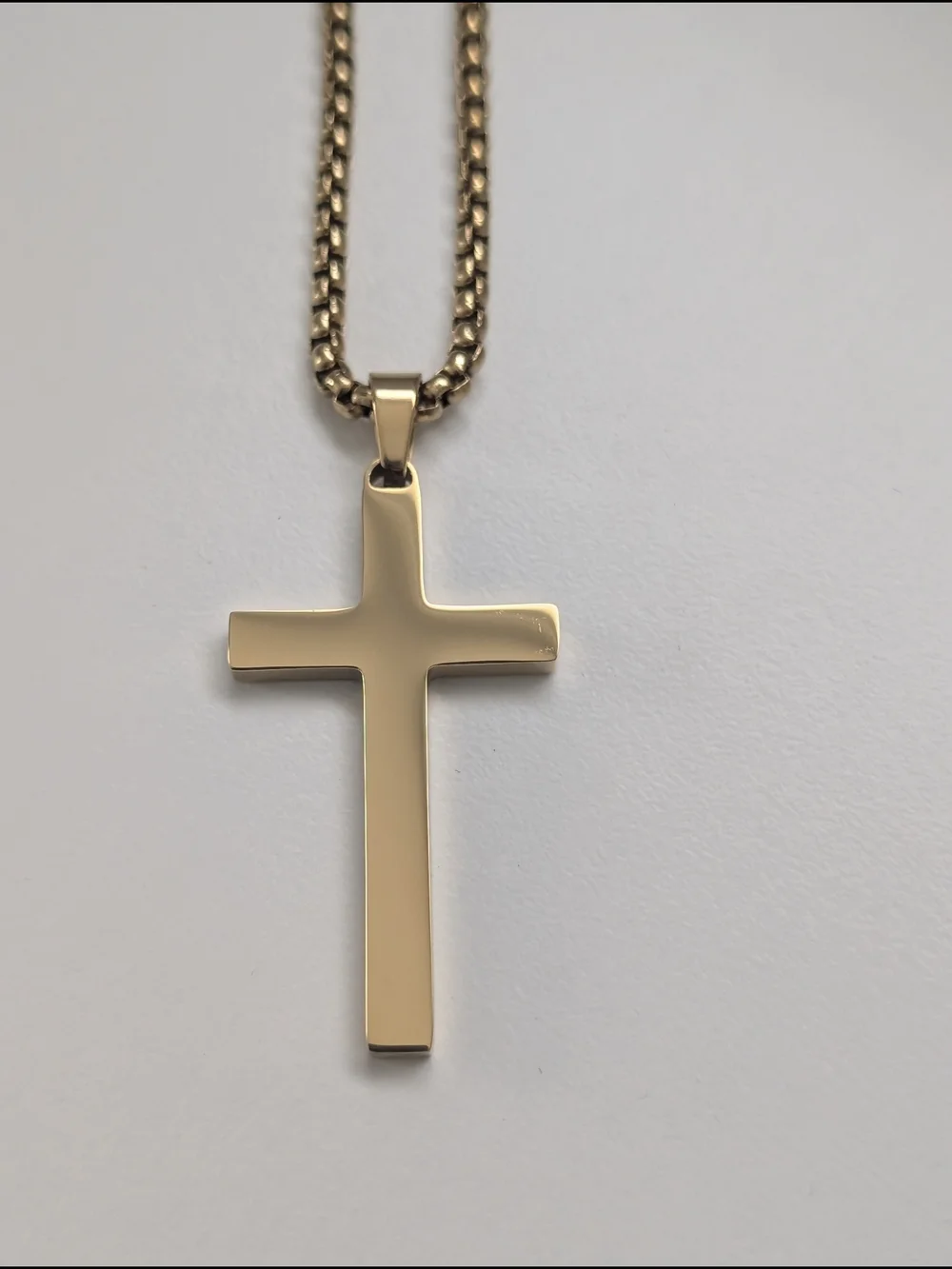 Gold Cross Pendant Necklace for Men - Classic Polished Finish